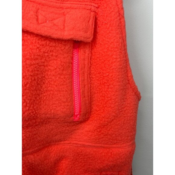 Free People Hit the Slopes Ski Salopette Fleece Slouchy Bib Large L Orange NWT - Picture 5 of 5